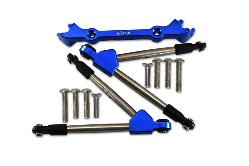 Traxxas Rustler 4X4 Vxl (67076-4) Aluminum Front Tie Rods With Stabilizer For C Hub - 11Pc Set Blue 1