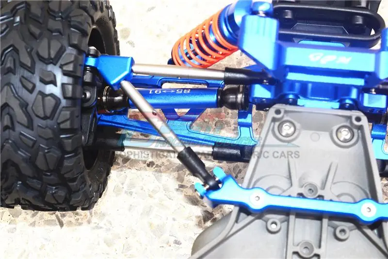 Traxxas Rustler 4X4 Vxl (67076-4) Aluminum Front Tie Rods With Stabilizer For C Hub - 11Pc Set Blue 2