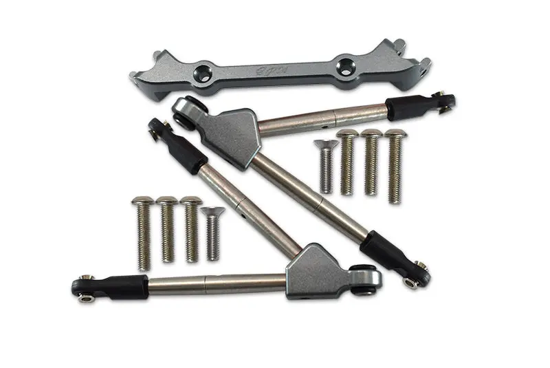 Traxxas Rustler 4X4 Vxl (67076-4) Aluminum Front Tie Rods With Stabilizer For C Hub - 11Pc Set Gray Silver 1