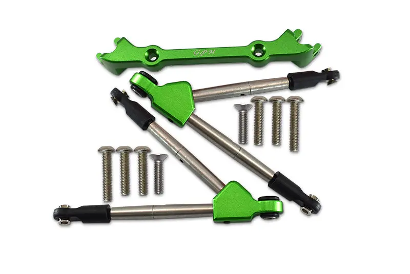 Traxxas Rustler 4X4 Vxl (67076-4) Aluminum Front Tie Rods With Stabilizer For C Hub - 11Pc Set Green 1