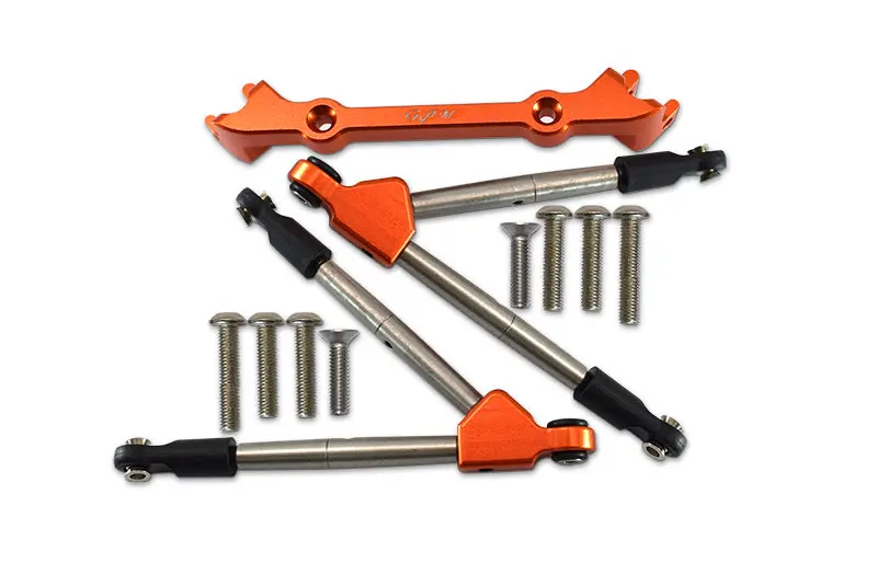 Traxxas Rustler 4X4 Vxl (67076-4) Aluminum Front Tie Rods With Stabilizer For C Hub - 11Pc Set Orange 1