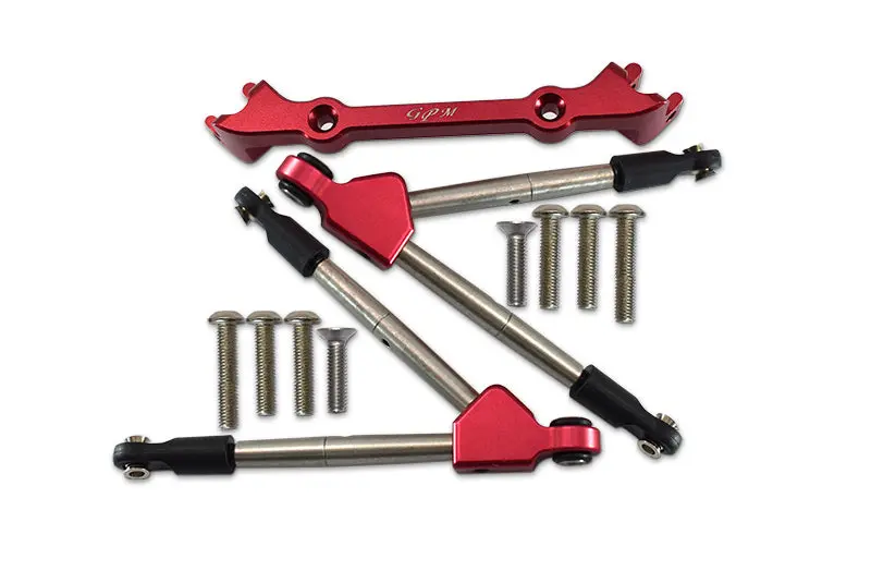 Traxxas Rustler 4X4 Vxl (67076-4) Aluminum Front Tie Rods With Stabilizer For C Hub - 11Pc Set Red 1