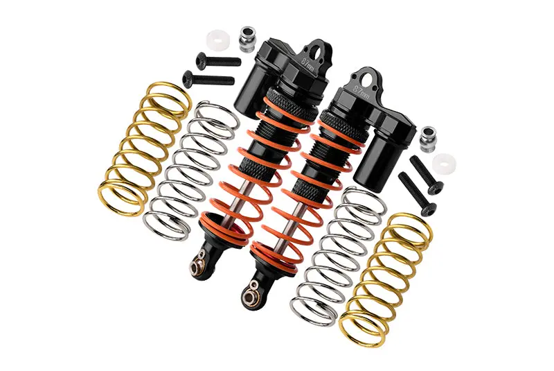 Traxxas Rustler 4X4 Vxl (67076-4) / Hoss 4X4 Vxl (90076-4) Aluminum Front Adjustable L-Shape Piggy Back Shocks 87Mm - 1Pr Set Black 1