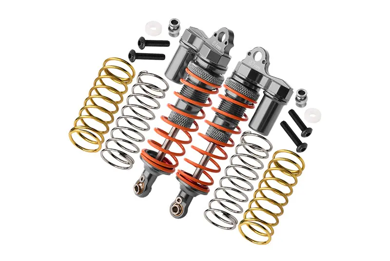 Traxxas Rustler 4X4 Vxl (67076-4) / Hoss 4X4 Vxl (90076-4) Aluminum Front Adjustable L-Shape Piggy Back Shocks 87Mm - 1Pr Set Gray Silver 1