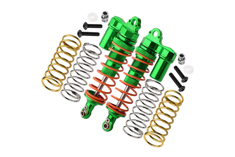 Traxxas Rustler 4X4 Vxl (67076-4) / Hoss 4X4 Vxl (90076-4) Aluminum Front Adjustable L-Shape Piggy Back Shocks 87Mm - 1Pr Set Green 1