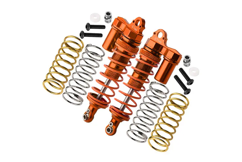 Traxxas Rustler 4X4 Vxl (67076-4) / Hoss 4X4 Vxl (90076-4) Aluminum Front Adjustable L-Shape Piggy Back Shocks 87Mm - 1Pr Set Orange 1