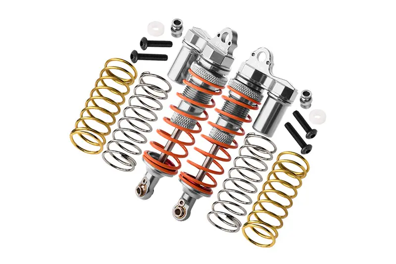 Traxxas Rustler 4X4 Vxl (67076-4) / Hoss 4X4 Vxl (90076-4) Aluminum Front Adjustable L-Shape Piggy Back Shocks 87Mm - 1Pr Set Silver 1