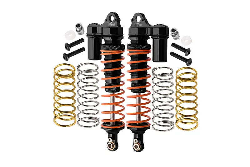 Traxxas Rustler 4X4 Vxl (67076-4) / Hoss 4X4 Vxl (90076-4) Aluminum Rear Adjustable L-Shape Piggy Back Shocks 102Mm - 1Pr Set Black 1