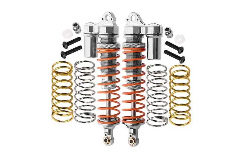 Traxxas Rustler 4X4 Vxl (67076-4) / Hoss 4X4 Vxl (90076-4) Aluminum Rear Adjustable L-Shape Piggy Back Shocks 102Mm - 1Pr Set Silver 1
