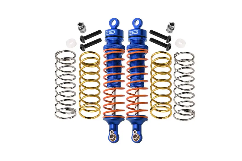 Traxxas Rustler 4X4 Vxl (67076-4) / Hoss 4X4 Vxl (90076-4) Aluminum Rear Adjustable Shocks 102Mm - 1Pr Set Blue 1