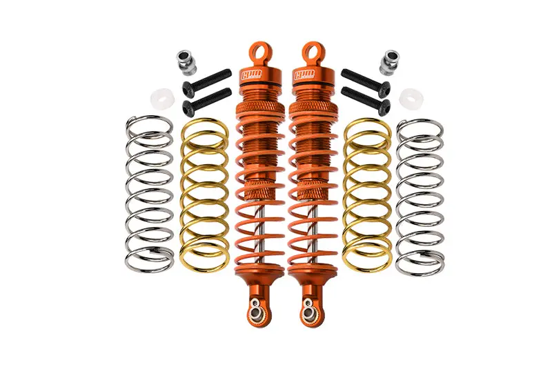 Traxxas Rustler 4X4 Vxl (67076-4) / Hoss 4X4 Vxl (90076-4) Aluminum Rear Adjustable Shocks 102Mm - 1Pr Set Orange 1