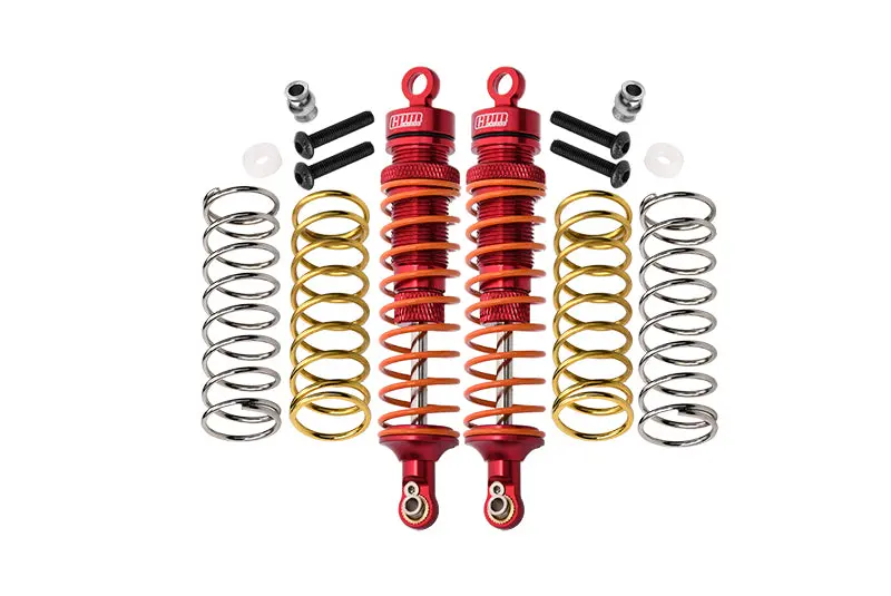 Traxxas Rustler 4X4 Vxl (67076-4) / Hoss 4X4 Vxl (90076-4) Aluminum Rear Adjustable Shocks 102Mm - 1Pr Set Red 1