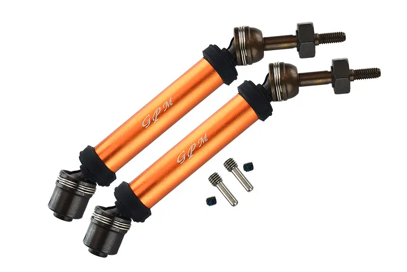 Traxxas Rustler 4X4 Vxl (67076-4) / Hoss 4X4 Vxl (90076-4) Harden Steel #45 Rear Axle Cvd Drive Shaft With Alloy Body - 1 Pair Set Orange 1