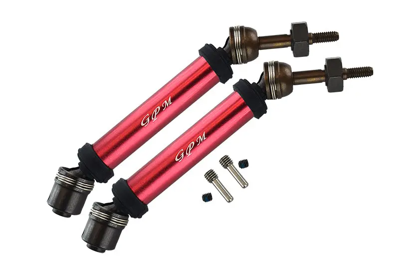 Traxxas Rustler 4X4 Vxl (67076-4) / Hoss 4X4 Vxl (90076-4) Harden Steel #45 Rear Axle Cvd Drive Shaft With Alloy Body - 1 Pair Set Red 1