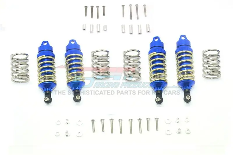 Traxxas Rustler 4X4 Vxl (67076-4) Upgrade Parts Aluminum Front + Rear Shocks (Low Center Of Gravity Version) - 4Pc Set Blue 1