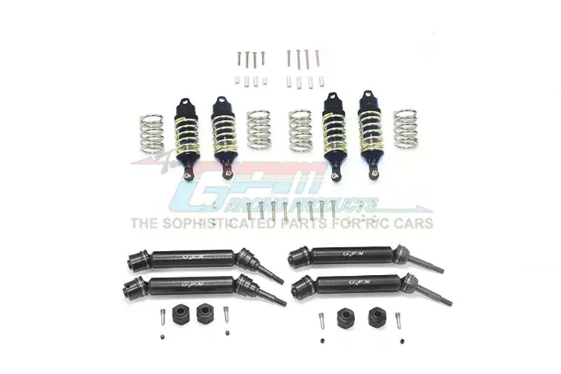 Traxxas Rustler 4X4 Vxl (67076-4) Upgrade Parts Front & Rear Aluminum Shocks + Steel #45 Axles + Spring Steel Hex (Low Center Of Gravity Set) - 64Pc Set Black 1
