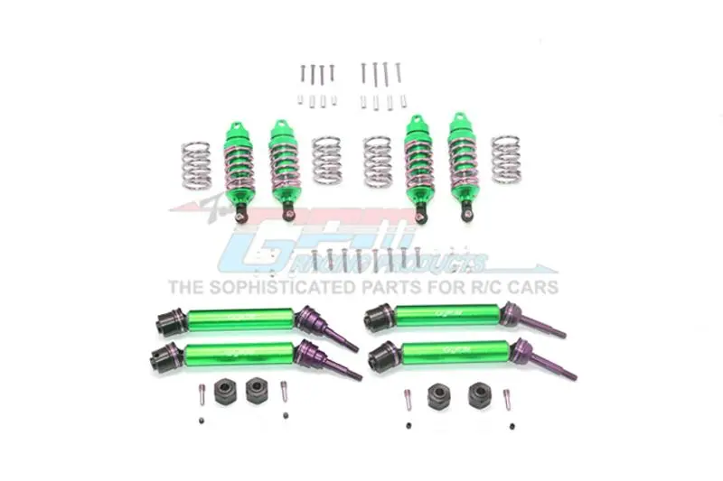 Traxxas Rustler 4X4 Vxl (67076-4) Upgrade Parts Front & Rear Aluminum Shocks + Steel #45 Axles + Spring Steel Hex (Low Center Of Gravity Set) - 64Pc Set Green 1