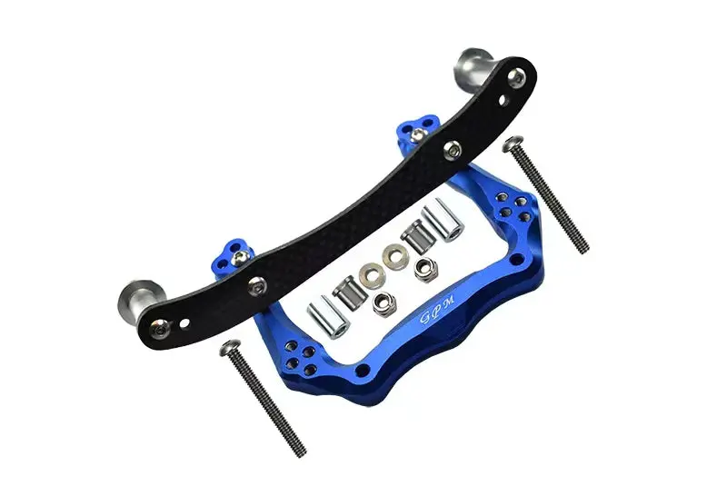 Traxxas Rustler Vxl Aluminum Front Damper Plate With Graphite Body Post Mount And Delrin Post - 1 Set Blue 1
