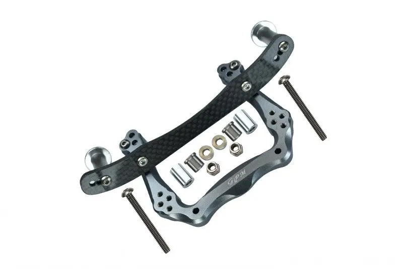 Traxxas Rustler Vxl Aluminum Front Damper Plate With Graphite Body Post Mount And Delrin Post - 1 Set Gray Silver 1