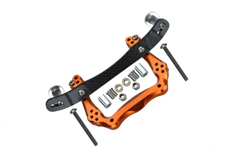 Traxxas Rustler Vxl Aluminum Front Damper Plate With Graphite Body Post Mount And Delrin Post - 1 Set Orange 1