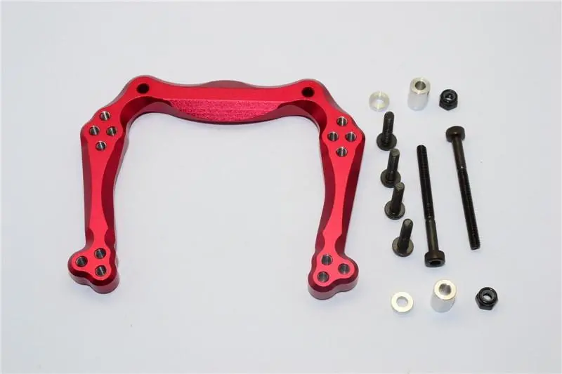 Traxxas Rustler Vxl Aluminum Front Damper Plate With Graphite Body Post Mount And Delrin Post - 1 Set Red 1