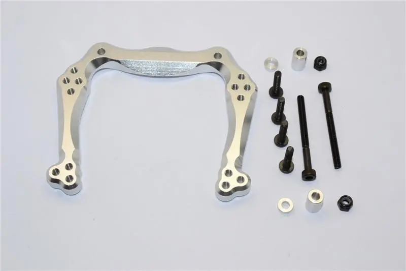 Traxxas Rustler Vxl Aluminum Front Damper Plate With Graphite Body Post Mount And Delrin Post - 1 Set Silver 1