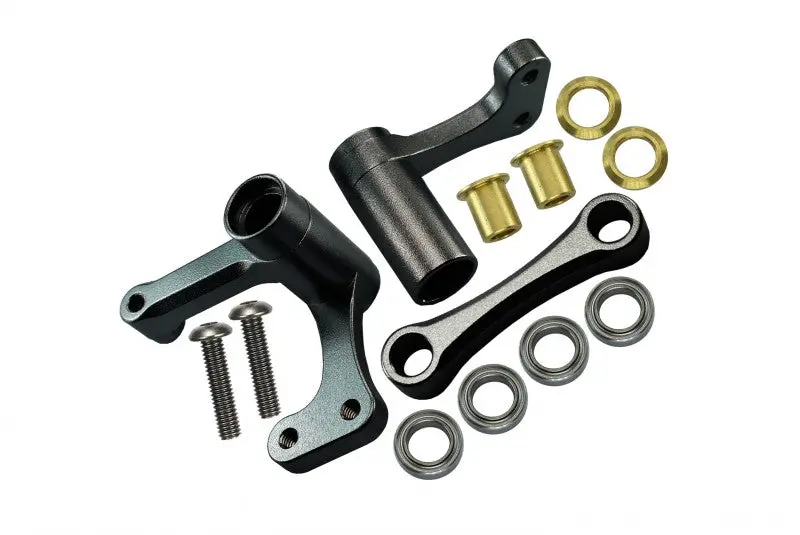 Traxxas Rustler Vxl Aluminum Steering Assembly With Bearings - 1 Set Gray Silver 1