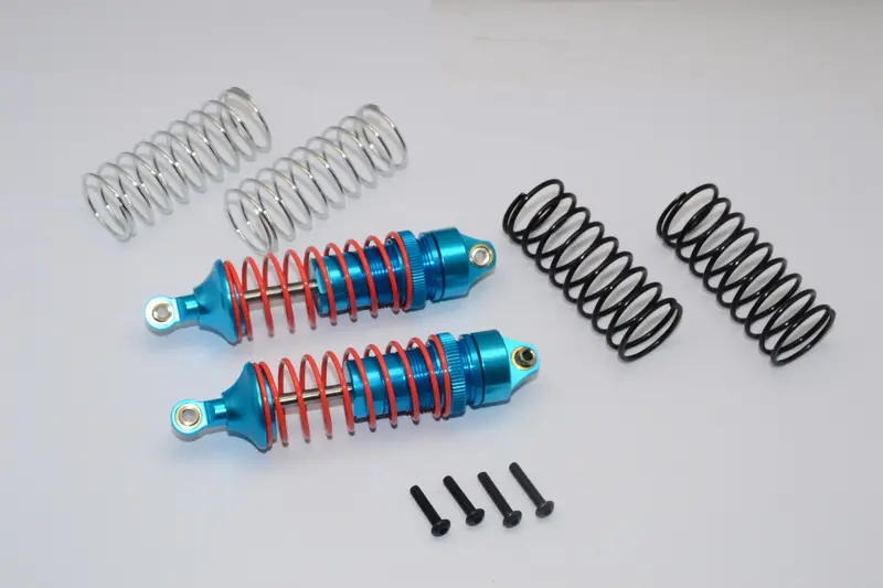 Traxxas Rustler Vxl & Craniac Aluminum Front Adjustable Spring Damper With Aluminum Ball Top & Ball Ends (1.3Mm, 1.5Mm, 1.7Mm Coil Spring & 4Mm Thick Shaft) - 1Pr Set Sky Blue 1
