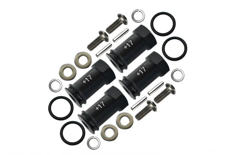 Traxxas Slash 4X4 Aluminum Hex Adaptor (+17Mm) - 4 Pcs Set Black 1