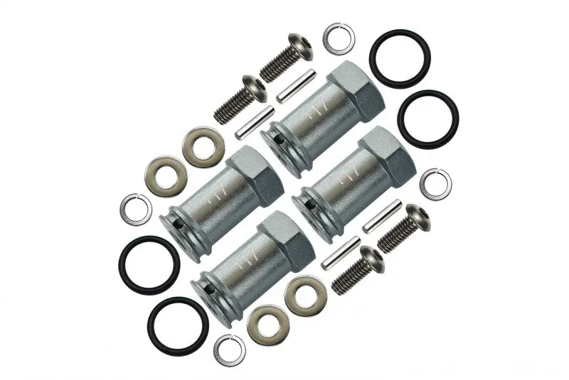 Traxxas Slash 4X4 Aluminum Hex Adaptor (+17Mm) - 4 Pcs Set Gray Silver 1
