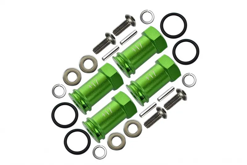 Traxxas Slash 4X4 Aluminum Hex Adaptor (+17Mm) - 4 Pcs Set Green 1