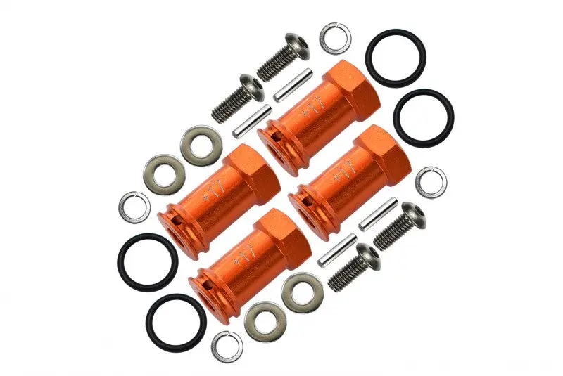 Traxxas Slash 4X4 Aluminum Hex Adaptor (+17Mm) - 4 Pcs Set Orange 1
