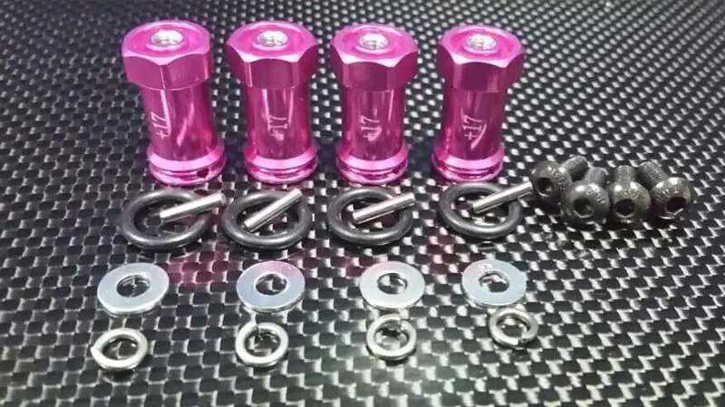 Traxxas Slash 4X4 Aluminum Hex Adaptor (+17Mm) - 4 Pcs Set Pink 1