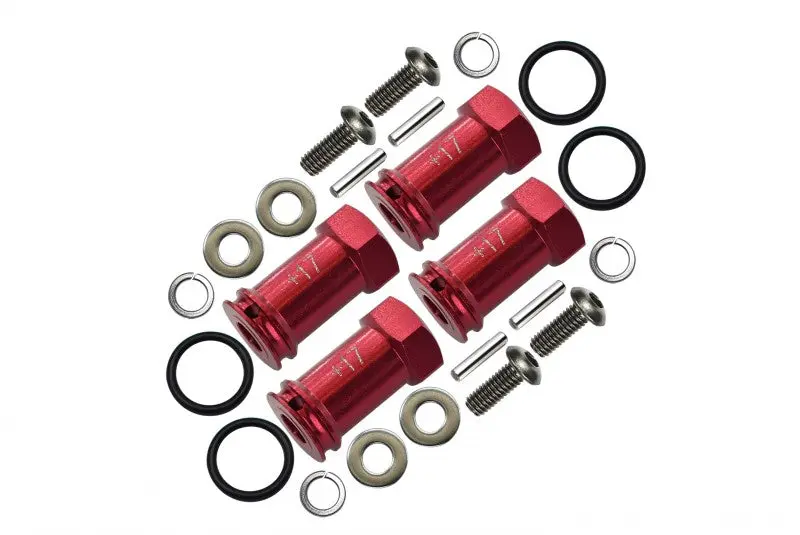 Traxxas Slash 4X4 Aluminum Hex Adaptor (+17Mm) - 4 Pcs Set Red 1
