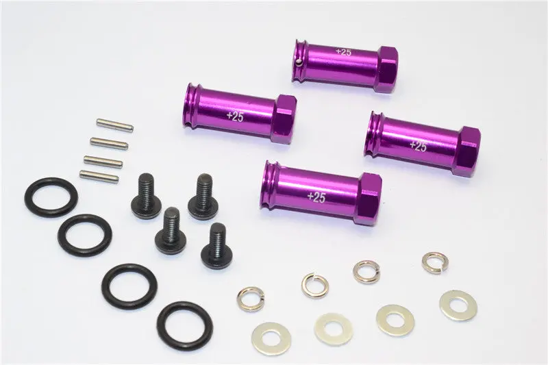 Traxxas Slash 4X4 Aluminum Hex Adaptor (+25Mm) - 4 Pcs Set Purple 1