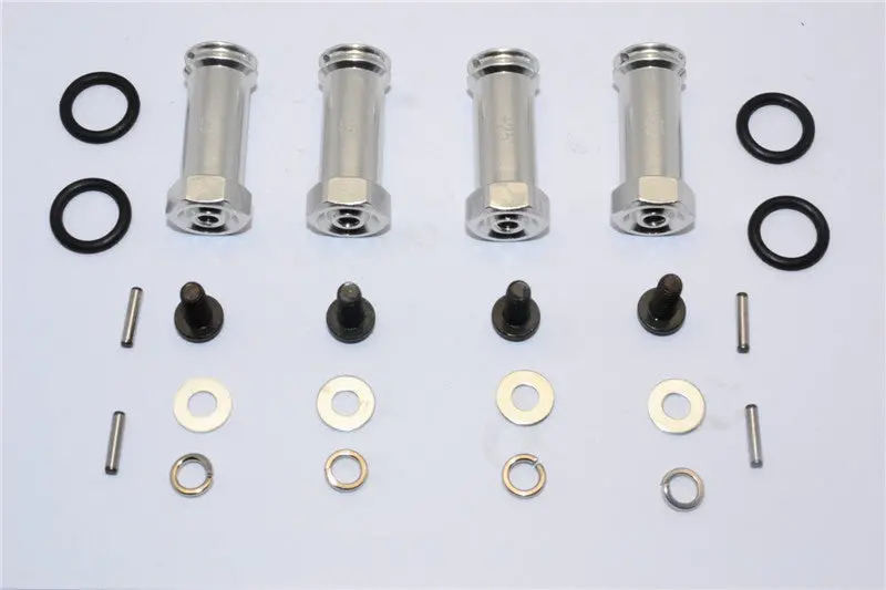 Traxxas Slash 4X4 Aluminum Hex Adaptor (+25Mm) - 4 Pcs Set Silver 1
