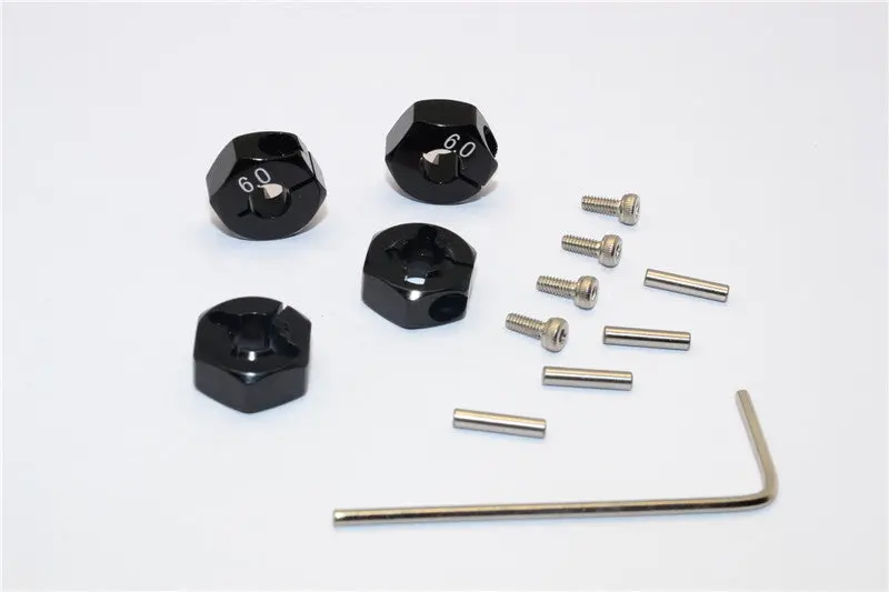 Traxxas Slash 4X4 / Craniac / Deegan 38 Fiesta Aluminum Hex Adaptor (6Mm Thick) - 4 Pcs Black 1