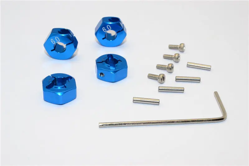 Traxxas Slash 4X4 / Craniac / Deegan 38 Fiesta Aluminum Hex Adaptor (6Mm Thick) - 4 Pcs Blue 1
