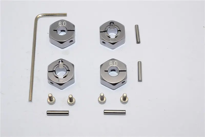 Traxxas Slash 4X4 / Craniac / Deegan 38 Fiesta Aluminum Hex Adaptor (6Mm Thick) - 4 Pcs Gray Silver 1
