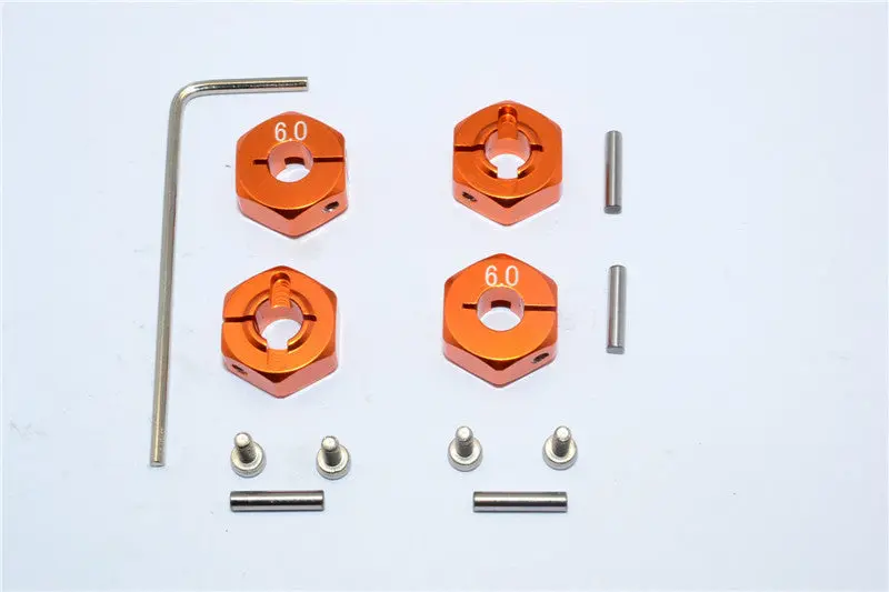 Traxxas Slash 4X4 / Craniac / Deegan 38 Fiesta Aluminum Hex Adaptor (6Mm Thick) - 4 Pcs Orange 1