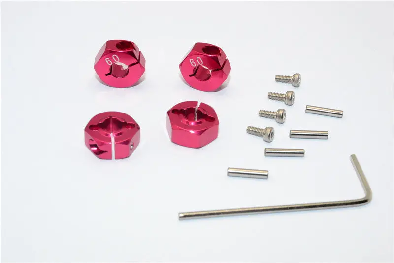 Traxxas Slash 4X4 / Craniac / Deegan 38 Fiesta Aluminum Hex Adaptor (6Mm Thick) - 4 Pcs Red 1