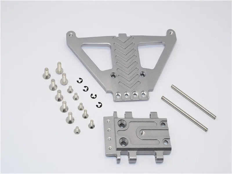 Traxxas Slash 4X4 Lcg (68086-21) / Deegan 38 Fiesta (74054-6) Aluminum Front Gear Box Protector - 1Pc Set Gray Silver 1
