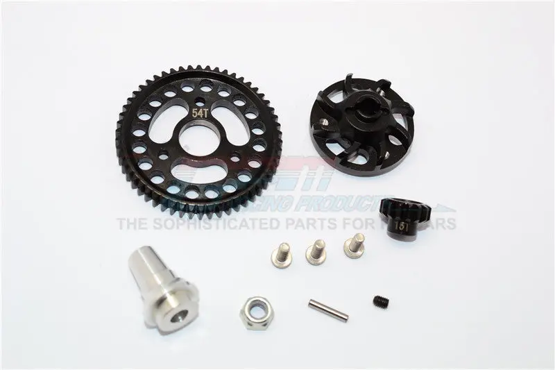 Traxxas Slash 4X4 Lcg Aluminum Gear Adapter With Steel 32 Pitch 54T Spur Gear & 15T Motor Gear - 1 Set Black 1