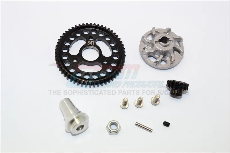 Traxxas Slash 4X4 Lcg Aluminum Gear Adapter With Steel 32 Pitch 54T Spur Gear & 15T Motor Gear - 1 Set Gray Silver 1