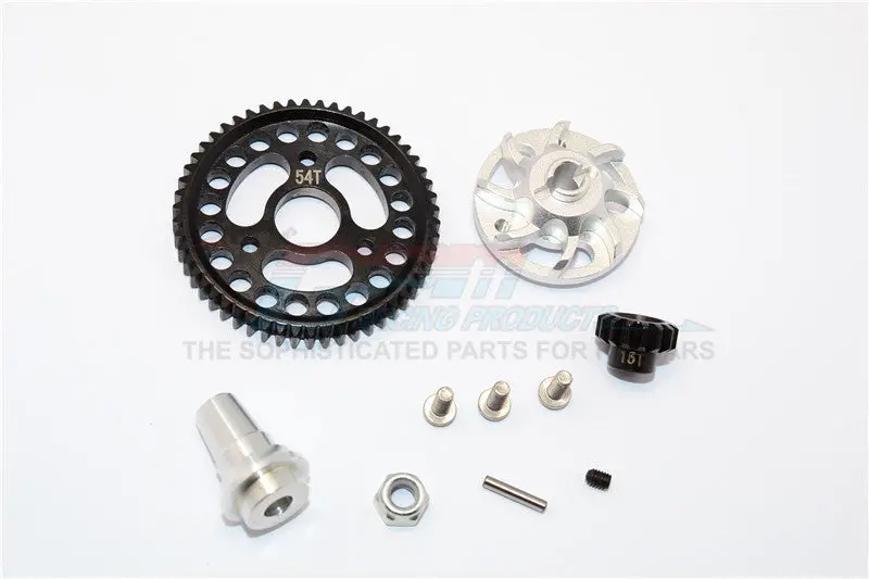 Traxxas Slash 4X4 Lcg Aluminum Gear Adapter With Steel 32 Pitch 54T Spur Gear & 15T Motor Gear - 1 Set Silver 1