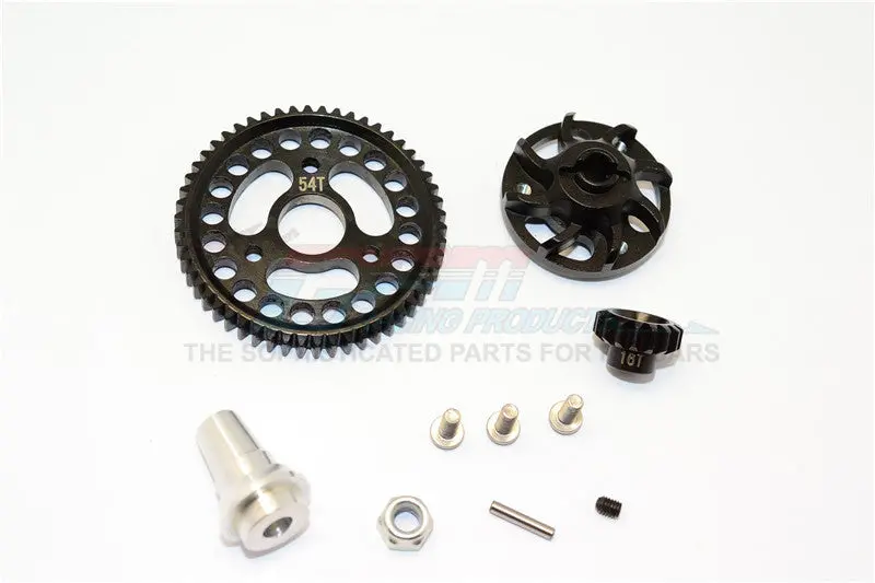 Traxxas Slash 4X4 Lcg Aluminum Gear Adapter With Steel 32 Pitch 54T Spur Gear & 16T Motor Gear - 1 Set Black 1