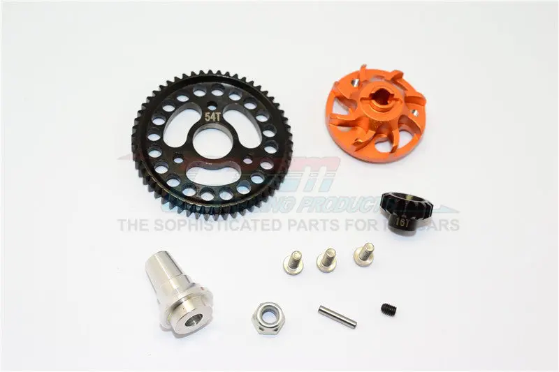 Traxxas Slash 4X4 Lcg Aluminum Gear Adapter With Steel 32 Pitch 54T Spur Gear & 16T Motor Gear - 1 Set Orange 1