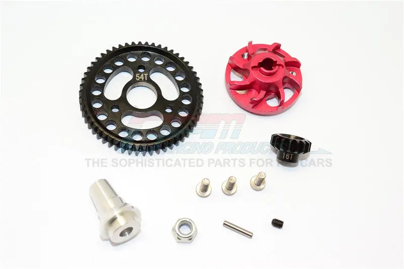 Traxxas Slash 4X4 Lcg Aluminum Gear Adapter With Steel 32 Pitch 54T Spur Gear & 16T Motor Gear - 1 Set Red 1