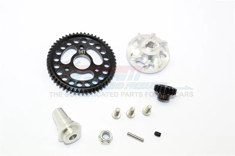 Traxxas Slash 4X4 Lcg Aluminum Gear Adapter With Steel 32 Pitch 54T Spur Gear & 16T Motor Gear - 1 Set Silver 1