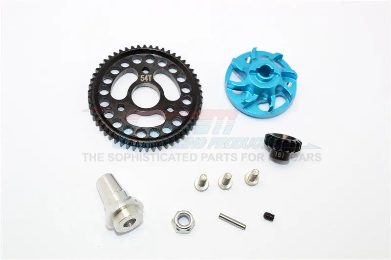 Traxxas Slash 4X4 Lcg Aluminum Gear Adapter With Steel 32 Pitch 54T Spur Gear & 16T Motor Gear - 1 Set Sky Blue 1